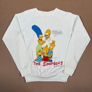 Vintage 1990 The Simpsons White Crewneck Sweatshirt Made in USA Fits like XS